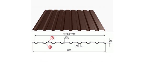 Профнастил коричневый оцинкованный  RAL 8017 С-20 купить недорого в Стремилово