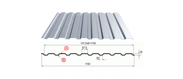 Профнастил оцинкованный С-20 1100x2500 купить недорого в Стремилово